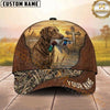 Maxcorners Hunting Dog Duck Hunting Christian Cross Sunset Lake Reeds Leather Personalized Name 3D Cap