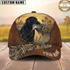 Maxcorners Hunting Dog Duck Hunting Christian Cross Sunset Lake Reeds Leather Personalized Name 3D Cap