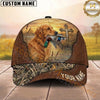Maxcorners Hunting Dog Duck Hunting Christian Cross Sunset Lake Reeds Leather Personalized Name 3D Cap