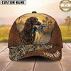 Maxcorners Hunting Dog Duck Hunting Christian Cross Sunset Lake Reeds Leather Personalized Name 3D Cap