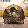 Maxcorners Hunting Dog Duck Hunting Christian Cross Sunset Lake Reeds Leather Personalized Name 3D Cap