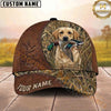Maxcorners Hunting Dog Duck Hunting Club Mallard In Mouth Stitched Leather Reeds Personalized Name 3D Cap