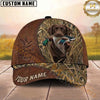 Maxcorners Hunting Dog Duck Hunting Club Mallard In Mouth Stitched Leather Reeds Personalized Name 3D Cap