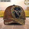 Maxcorners Hunting Dog Duck Hunting Club Mallard In Mouth Stitched Leather Reeds Personalized Name 3D Cap