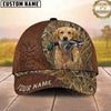 Maxcorners Hunting Dog Duck Hunting Club Mallard In Mouth Stitched Leather Reeds Personalized Name 3D Cap