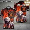 Maxcorners Dartboard Crescent Moon White Wolf Tribal Fire Background Multi Options Personalized Name, Team Name Unisex 3D Shirt (4 Colors)