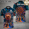 Maxcorners Dartboard Spooky Pumpkin Gothic Halloween Costume Party Theme Multi Options Personalized Name, Team Name Unisex 3D Shirt (4 Colors)