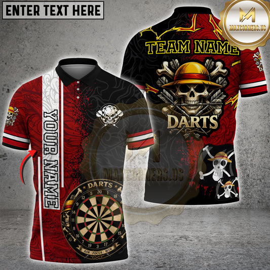 Maxcorners Dartboard Jolly Roger Pirate Skull Vintage Tribal Pattern Multi Options Personalized Name, Team Name Unisex 3D Shirt