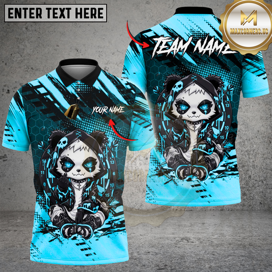 Maxcorners Edgy Neon Panda Dart Player Grunge Street Art Dartboard Multi Options Personalized Name, Team Name Unisex 3D Shirt (4 Colors)