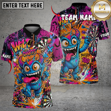 Maxcorners Darts Crazy Monster Graffiti Multicolor Options Personalized Name, Team Name 3D Shirt