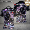 Maxcorners Grim Reaper Darts Shirt Hologram Skull Dartboard Multi Options Personalized Name, Team Name Unisex 3D Shirt (4 Colors)