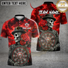 Maxcorners Darts Skull Shirt Gothic Red Lightning Skull with Rose Dartboard Design Multi Options Personalized Name, Team Name Unisex 3D Shirt (4 Colors)