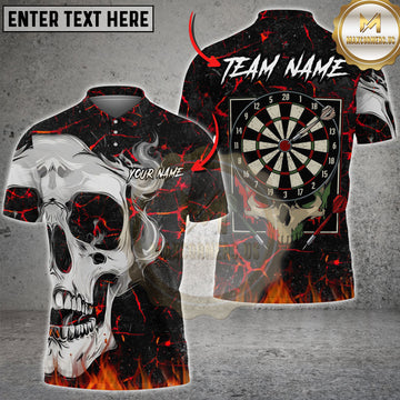 Maxcorners Darts Skull Flame Art Multi Options Personalized Name, Team Name Unisex 3D Shirt (4 Colors)