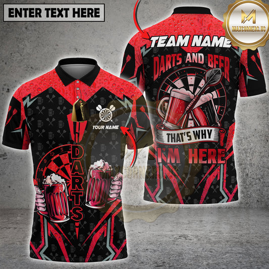 Maxcorners Darts Beer Shirt Yellow Black Pub Graphic Multi Options Personalized Name, Team Name Unisex 3D Shirt (4 Colors)