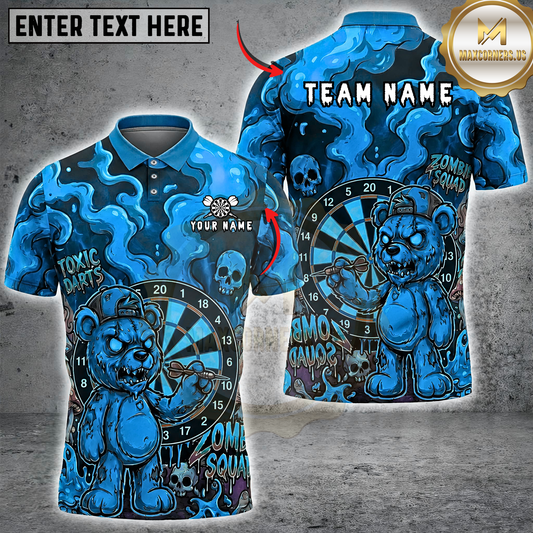 Maxcorners Zombie Bear Dartboard Toxic Darts Slime Multi Options Personalized Name, Team Name Unisex 3D Shirt (6 Colors)