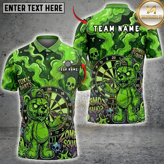 Maxcorners Zombie Bear Dartboard Toxic Darts Slime Multi Options Personalized Name, Team Name Unisex 3D Shirt (6 Colors)
