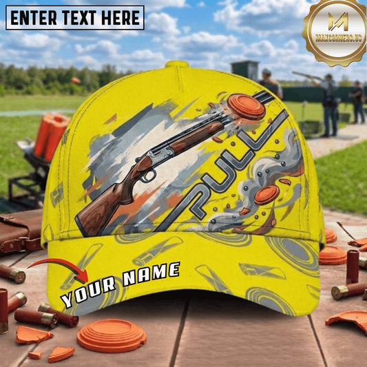 (8 Colors) Maxcorners PULL Shotgun Paint Splash Smoke Clay Action Trap Shooting Multicolor Options Personalized Name 3D Cap