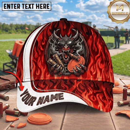 (9 Colors) Maxcorners Flame Dragon Cigar Sunglasses Clay Target Shotgun Shell Fire Trap Shooting Multicolor Options Personalized Name 3D Cap