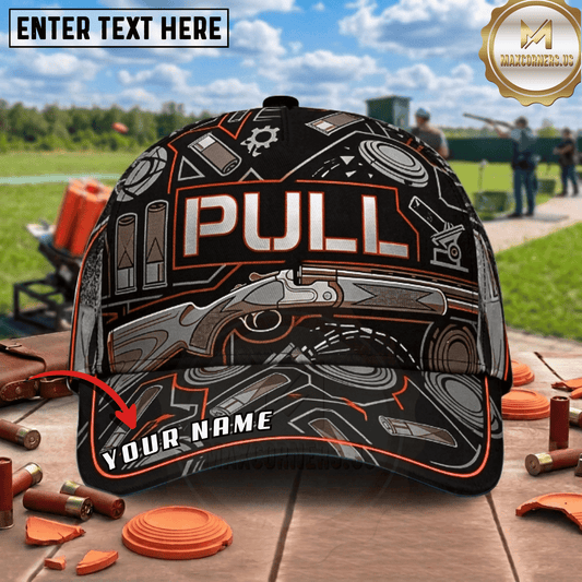 (7 Colors) Maxcorners Tech Pull Shotgun Blueprint Shell Pattern Clay Target Trap Shooting Multicolor Options Personalized Name 3D Cap