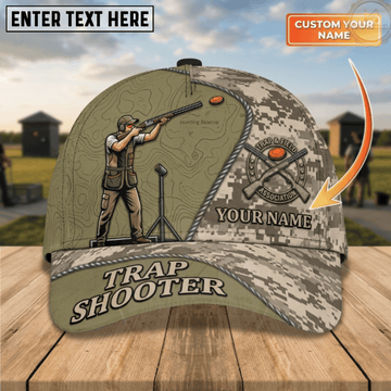 Maxcorners Topo Map Camo Trap Field Association Crossed Shotguns Shooter Trap Shooting Multicolor Options Personalized Name 3D Cap