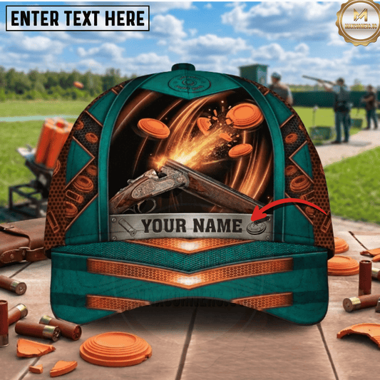 (6 Colors) Maxcorners Exploding Clay Targets Engraved Shotgun Blast Fire Pattern Trap Shooting Multicolor Options Personalized Name 3D Cap