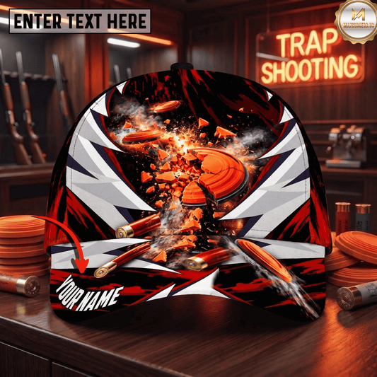( 8 Colors ) Maxcorners Trap Clay Shooting Explosive Clay Targets & Sharp Geometric Pattern Multicolor Custom Name 3D Cap