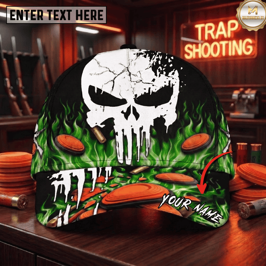 (7 Colors) Maxcorners Trap Shooting SKULL & CLAY Target Shooting Graphic Multicolor Personalized 3D Cap