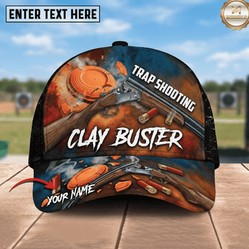 Maxcorners Clay Buster Shotgun Shell Smoke Clay Target Explosion Pattern Trap Shooting Multicolor Options Personalized Name 3D Cap