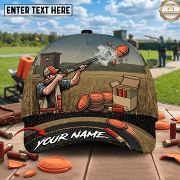 Maxcorners Trap Shooter Aiming Field Stacked Clay Shell Box Action Scene Trap Shooting Multicolor Options Personalized Name 3D Cap