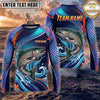 (13 Breeds) Maxcorners Fishing Blue Purple Scale Bass Crappie Multi Fish Water Wave Design Custom Name & Team Name 3D Shirts