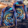 (13 Breeds) Maxcorners Fishing Blue Purple Scale Bass Crappie Multi Fish Water Wave Design Custom Name & Team Name 3D Shirts