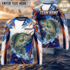 (13 Breeds) Maxcorners Fishing White Blue Orange Digital Camo Bass Splash Design Custom Name & Team Name 3D Shirts