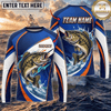 (13 Breeds) Maxcorners Fishing Blue White Orange Scale Bass Splash Design Custom Name & Team Name 3D Shirts