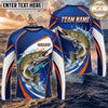 (13 Breeds) Maxcorners Fishing Blue White Orange Scale Bass Splash Design Custom Name & Team Name 3D Shirts