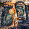 (13 Breeds) Maxcorners Fishing Orange Teal Yin Yang Sun Wave Bass Design Custom Name & Team Name 3D Shirts