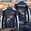 (13 Breeds) Maxcorners Fishing Navy Gray White Fish Scale Bass Design Custom Name & Team Name 3D Shirts