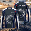 (13 Breeds) Maxcorners Fishing Navy Gray White Fish Scale Bass Design Custom Name & Team Name 3D Shirts