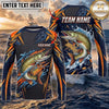 (13 Breeds) Maxcorners Fishing Navy Orange Blue Geometric Camo Bass Splash Design Custom Name & Team Name 3D Shirts