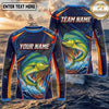 (13 Breeds) Maxcorners Fishing Navy Blue Orange Camo Bass Splash Wave Design Custom Name & Team Name 3D Shirts