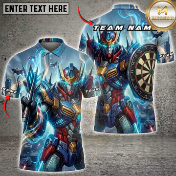 Maxcorners Mecha Robot Dartboard Futuristic Cyber Warrior Multi Options Personalized Name, Team Name Unisex 3D Shirt