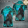 Maxcorners Halloween Darts Shirt Pumpkin Head Reaper, Dartboard, Jack O Lantern and Spider Web Multi Options Personalized Name, Team Name Unisex 3D Shirt (5 Colors)