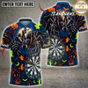 Maxcorners Halloween Darts Shirt Scary Spider, Dartboard, Ghosts, Bats and Haunted House Multi Options Personalized Name, Team Name Unisex 3D Shirt (6 Colors)