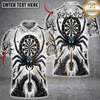 Maxcorners Halloween Darts Shirt Giant Spider, Dartboard, Spider Web and Flaming Dart Multi Options Personalized Name, Team Name Unisex 3D Shirt (5 Colors)