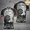 Maxcorners Halloween Darts Shirt Cute Ghost, Full Moon, Dartboard and Jack O Lantern Multi Options Personalized Name, Team Name Unisex 3D Shirt (5 Colors)