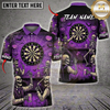 Maxcorners Halloween Darts Shirt Skeleton Pub Party, Dartboard, Jack O Lantern and Spider Web Multi Options Personalized Name, Team Name Unisex 3D Shirt (6 Colors)