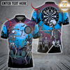 Maxcorners Halloween Darts Shirt Skeleton Dart Player, Haunted Graveyard, Full Moon and Jack O Lantern Multi Options Personalized Name, Team Name Unisex 3D Shirt (6 Colors)