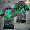 Maxcorners Halloween Darts Shirt Skeleton Dart Player, Haunted Graveyard, Full Moon and Jack O Lantern Multi Options Personalized Name, Team Name Unisex 3D Shirt (6 Colors)