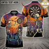 Maxcorners Halloween Darts Shirt Skeleton Dart Player, Haunted Graveyard, Full Moon and Jack O Lantern Multi Options Personalized Name, Team Name Unisex 3D Shirt (6 Colors)