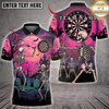 Maxcorners Halloween Darts Shirt Skeleton Dart Player, Haunted Graveyard, Full Moon and Jack O Lantern Multi Options Personalized Name, Team Name Unisex 3D Shirt (6 Colors)