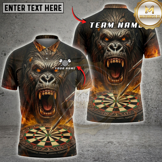 Maxcorners Furious Fire Gorilla Dartboard Fantasy Multicolor Options Personalized Name, Team Name 3D Shirt (5 Colors)